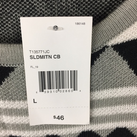 NWT T/O sweater dress gray black tan white Large - Picture 6 of 8